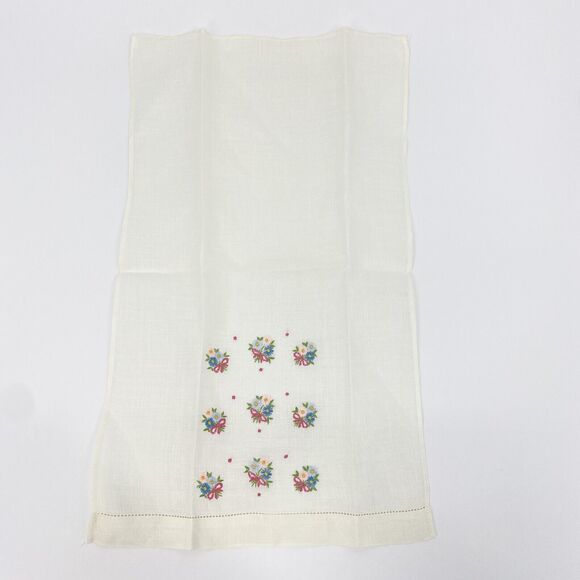 Vintage Linen Napkins Lot of 4 Floral Embroidered Ivory Red Pink - Picture 15 of 16